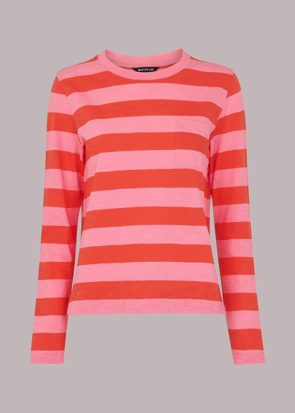 Crew Neck Stripe Pocket Top